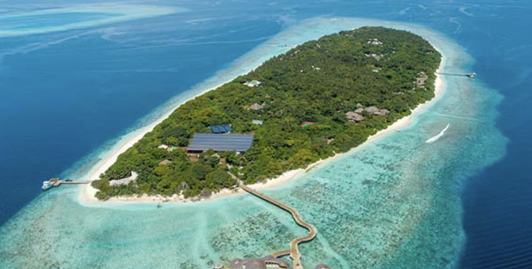 The solar penals at Soneva fushi.